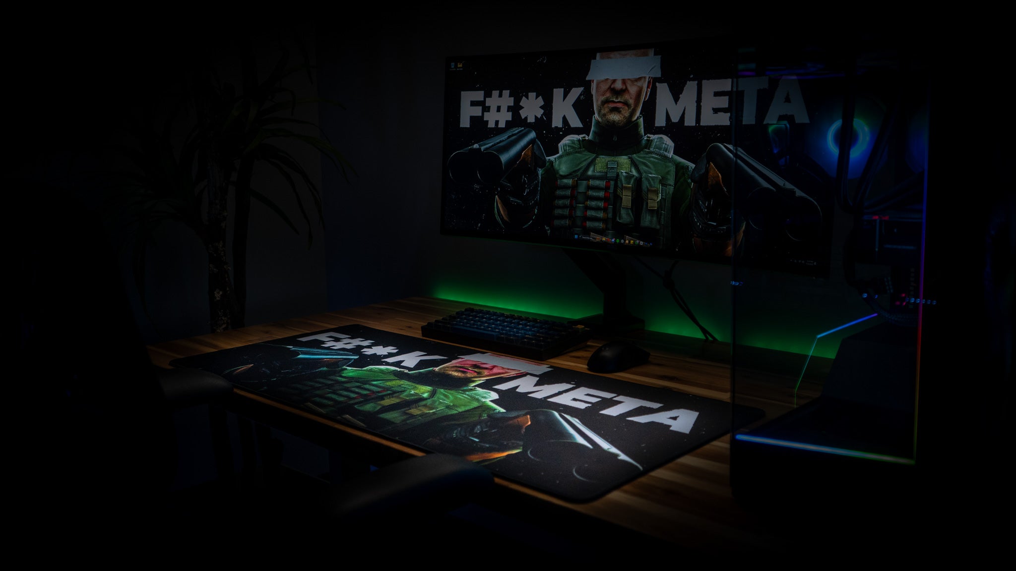 JesseKazam “F#*K META” XL Gaming Desk Mat – Limited Edition