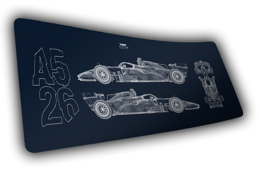 "Blueprint V2" BWT Alpine F1 XL gaming deskmat — Epic Desk