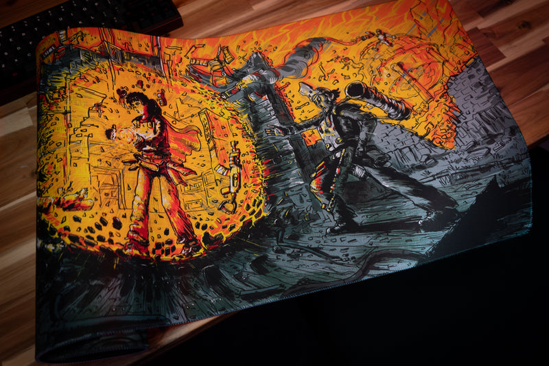 "Golden Aura" — Rust Deskmat