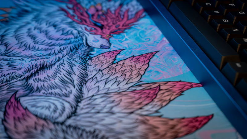 "Snowveil Kitsune" — Epic Desk Originals Deskmat