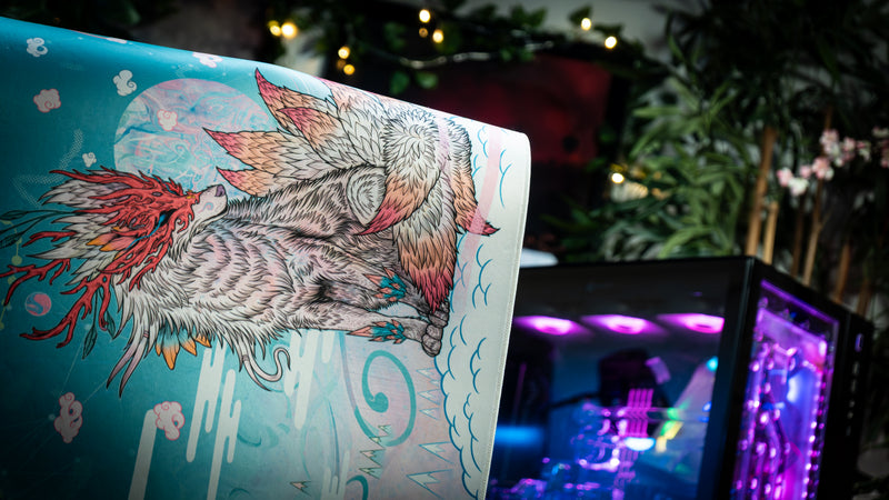 "Snowveil Kitsune" — Epic Desk Originals Deskmat