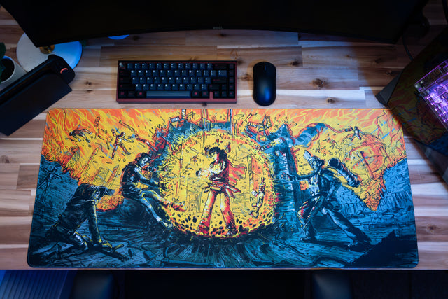 "Golden Aura" — Rust Deskmat