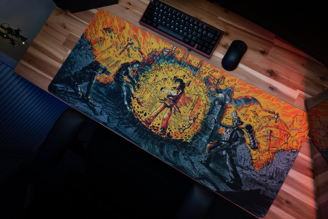 "Golden Aura" — Rust Deskmat
