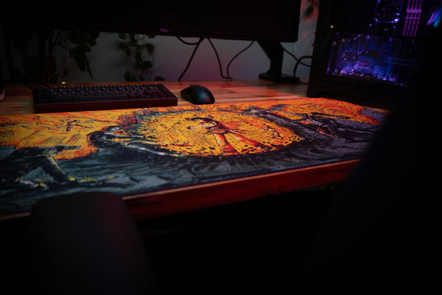 "Golden Aura" — Rust Deskmat