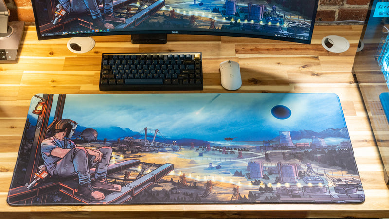 Coma’s Solace limited-edition Rust deskmat on a gaming desk
