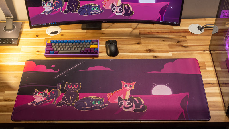 "Purrfect Evening" Dooley Noted XL gaming deskmat — Epic Desk