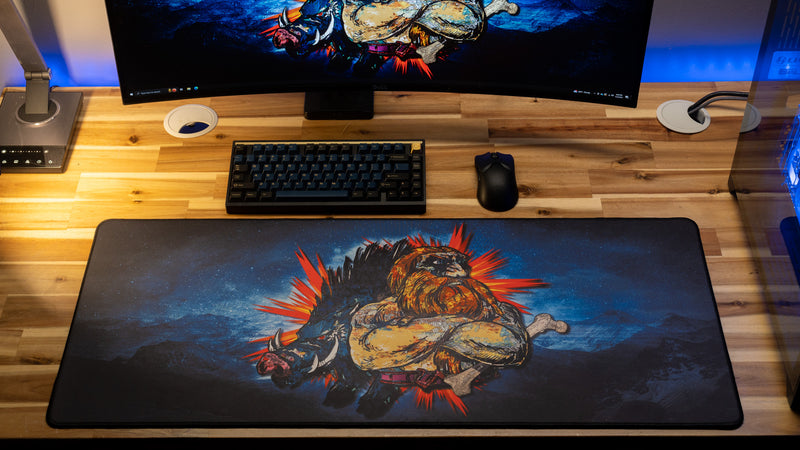 "Rav the Avatar... and Howard" Rav XL gaming deskmat — Epic Desk