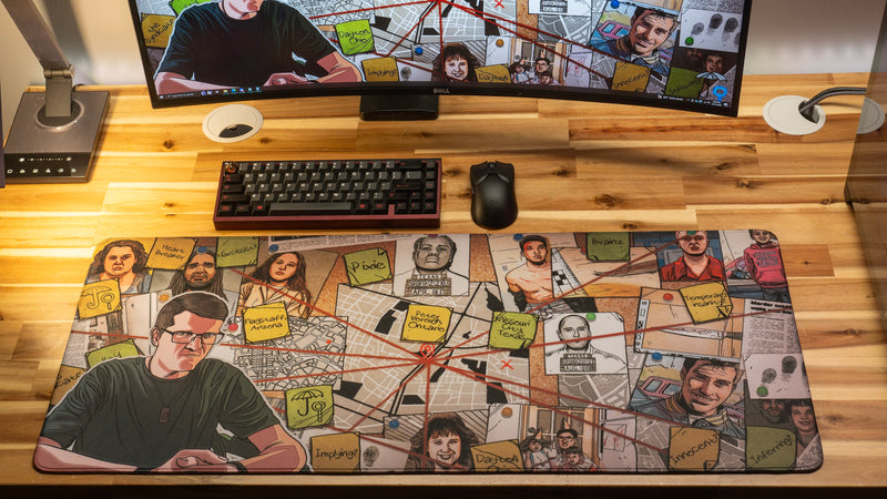 "2023 Interrogations Case File" Just Interrogations XL gaming deskmat — Epic Desk