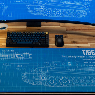 Bitt3rSteel "Wunderwaffe - Blue" Limited Edition Content Creator Collaboration Gaming Deskmat