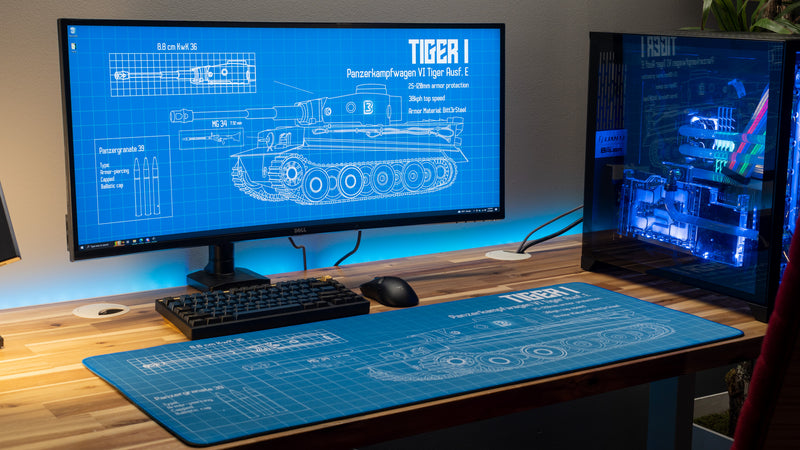"Wunderwaffe - Blue" — Bitt3rSteel Deskmat