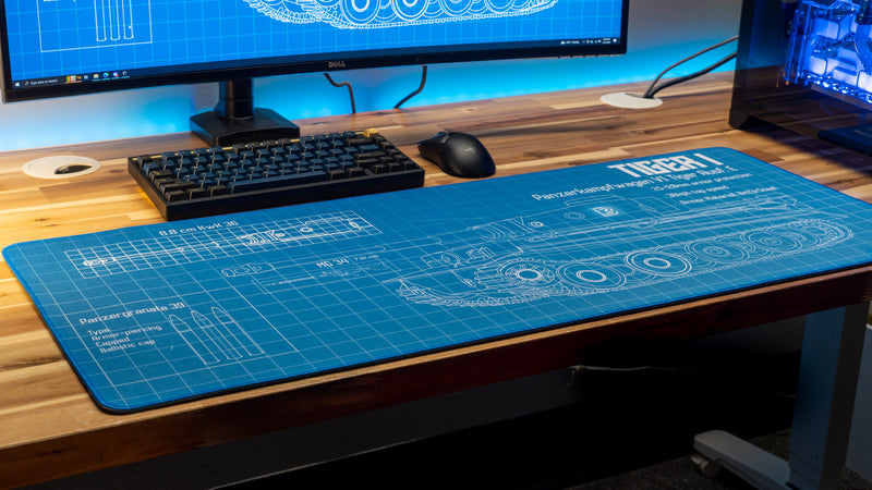 "Wunderwaffe - Blue" — Bitt3rSteel Deskmat