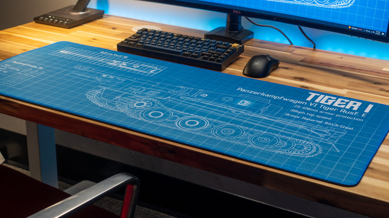 "Wunderwaffe - Blue" — Bitt3rSteel Deskmat