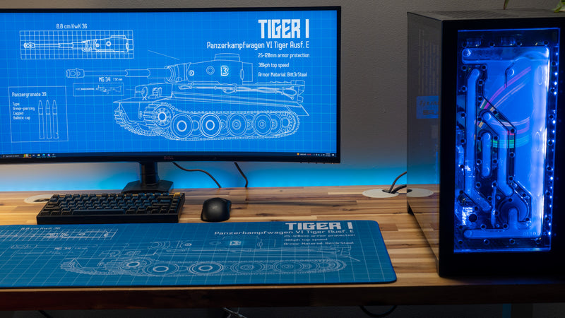 "Wunderwaffe - Blue" — Bitt3rSteel Deskmat