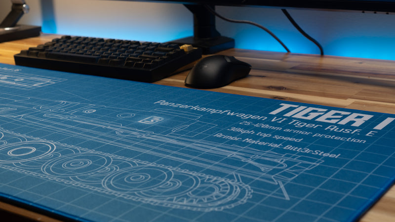 "Wunderwaffe - Blue" — Bitt3rSteel Deskmat