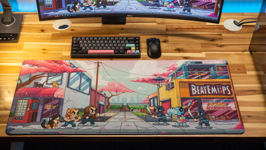 "The BEATEMUP Video Game Deskmat" Beatemups XL gaming deskmat — Epic Desk