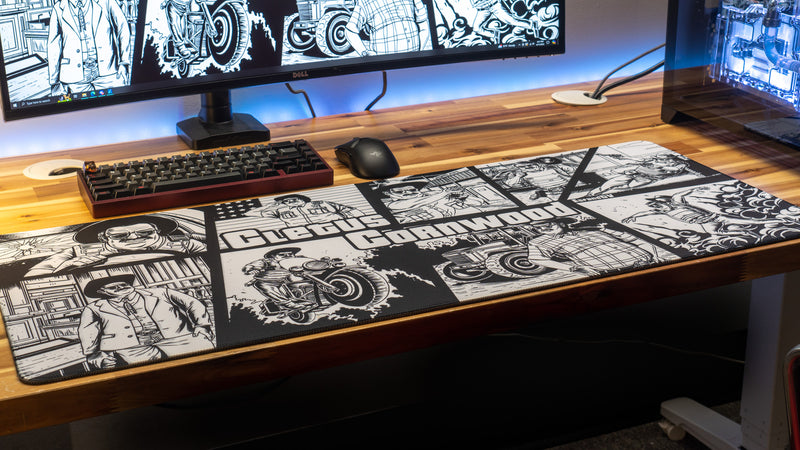 "Cletus Cornwood B&W" — EsfandTV Deskmat