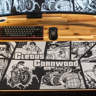 EsfandTV "Cletus Cornwood B&W" Limited Edition Content Creator Collaboration Gaming XL Gaming Mouse Pad
