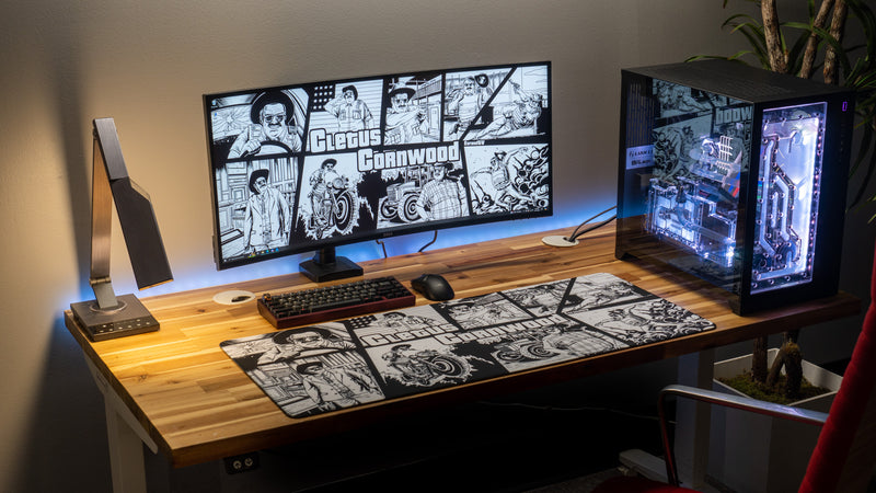"Cletus Cornwood B&W" — EsfandTV Deskmat
