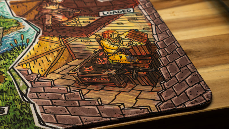 "Fragments from the Past" — Rust Deskmat