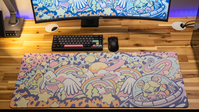 "Tour of the Galaxy - Pastel" Gabi Belle XL gaming deskmat — Epic Desk