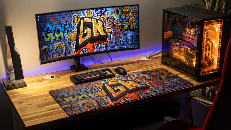 "Graffiti" — Glo Navy Deskmat