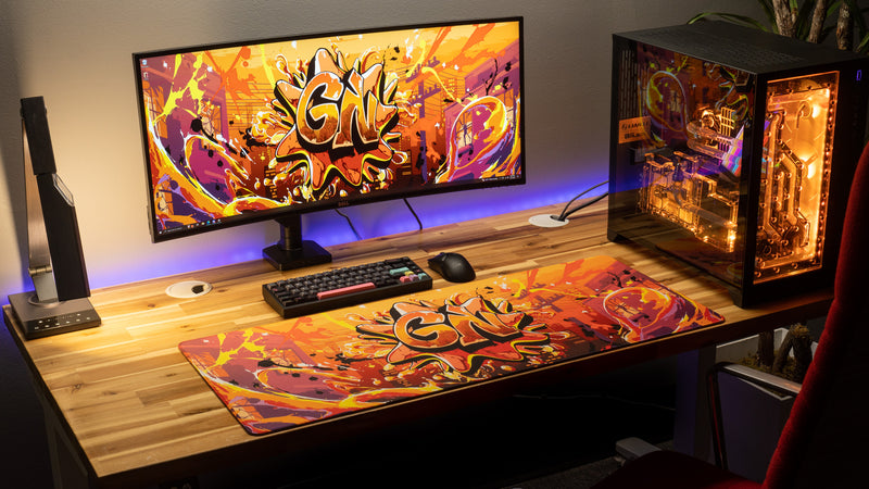 "Splash Graffiti" — Glo Navy Deskmat