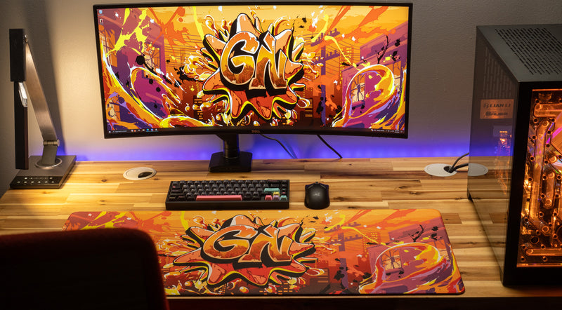 "Splash Graffiti" — Glo Navy Deskmat