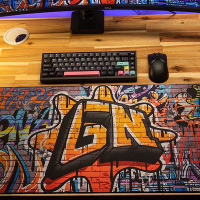 Glo Navy "Graffiti" Content Creator Collaboration Gaming Mouse Pad Deskmat