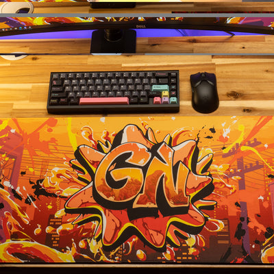Glo Navy "Splash Graffiti" Content Creator Collaboration Gaming Mouse Pad Deskmat