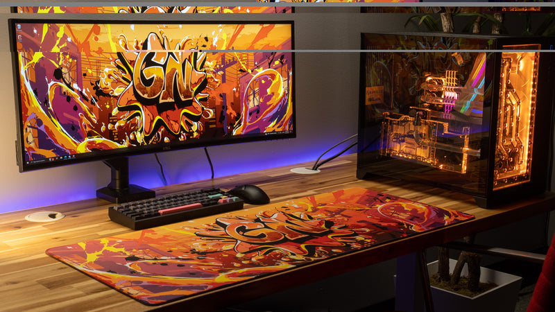 "Splash Graffiti" — Glo Navy Deskmat
