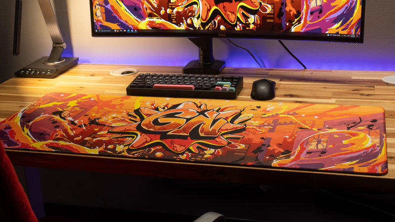 "Splash Graffiti" — Glo Navy Deskmat