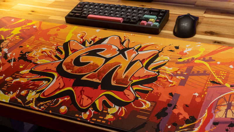 "Splash Graffiti" — Glo Navy Deskmat