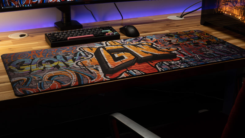 "Graffiti" — Glo Navy Deskmat