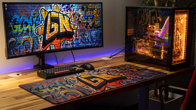 "Graffiti" — Glo Navy Deskmat