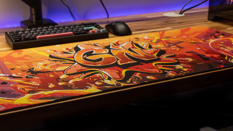 "Splash Graffiti" — Glo Navy Deskmat