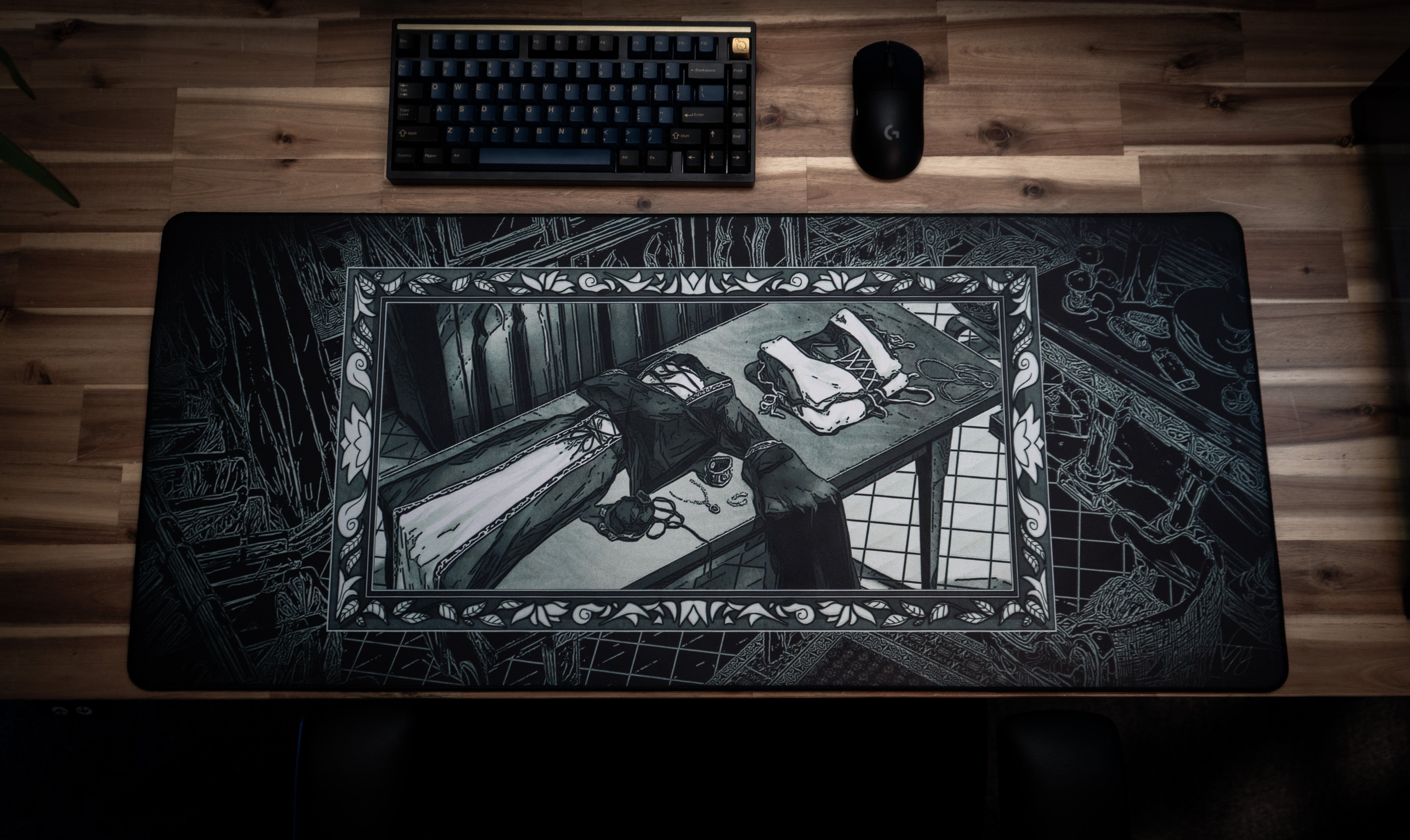 Angelikatosh "Medieval Tailor’s Tapestry B&W" Content Creator Collaboration Gaming Deskmat
