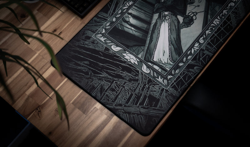 "Medieval Tailor’s Tapestry B&W" — Angelikatosh Deskmat