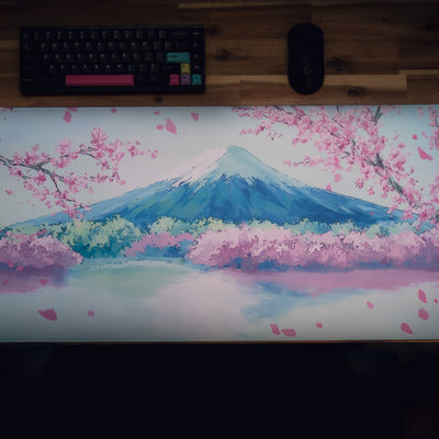 "Fuji Bloom" Cherry Blossom Desk Mat - Limited Edition