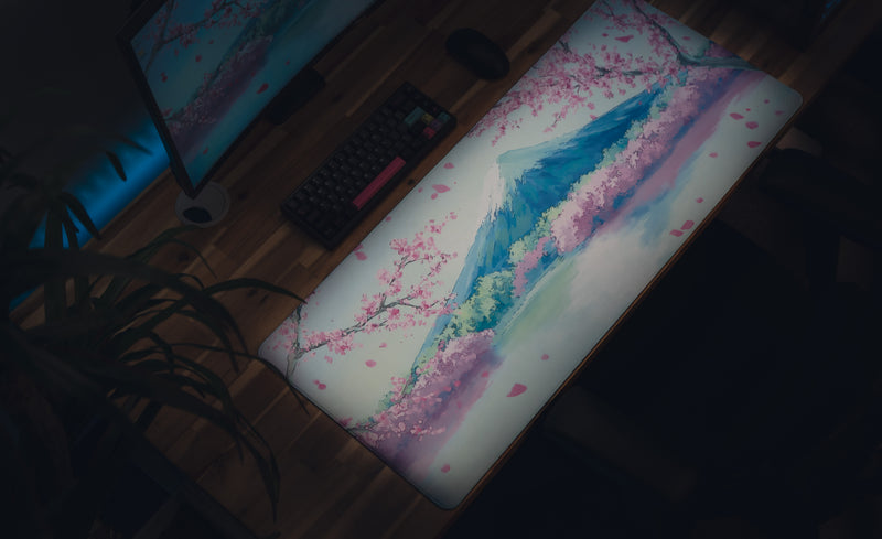"Fuji Bloom" — Cherry Blossom Deskmat