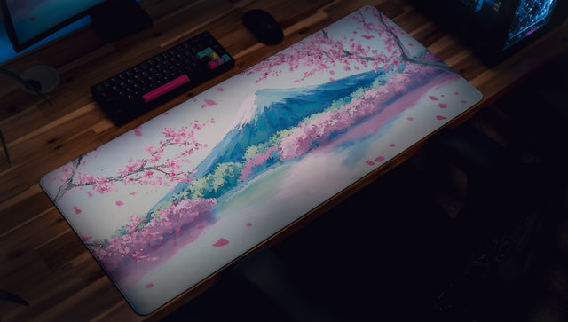 "Fuji Bloom" — Cherry Blossom Deskmat