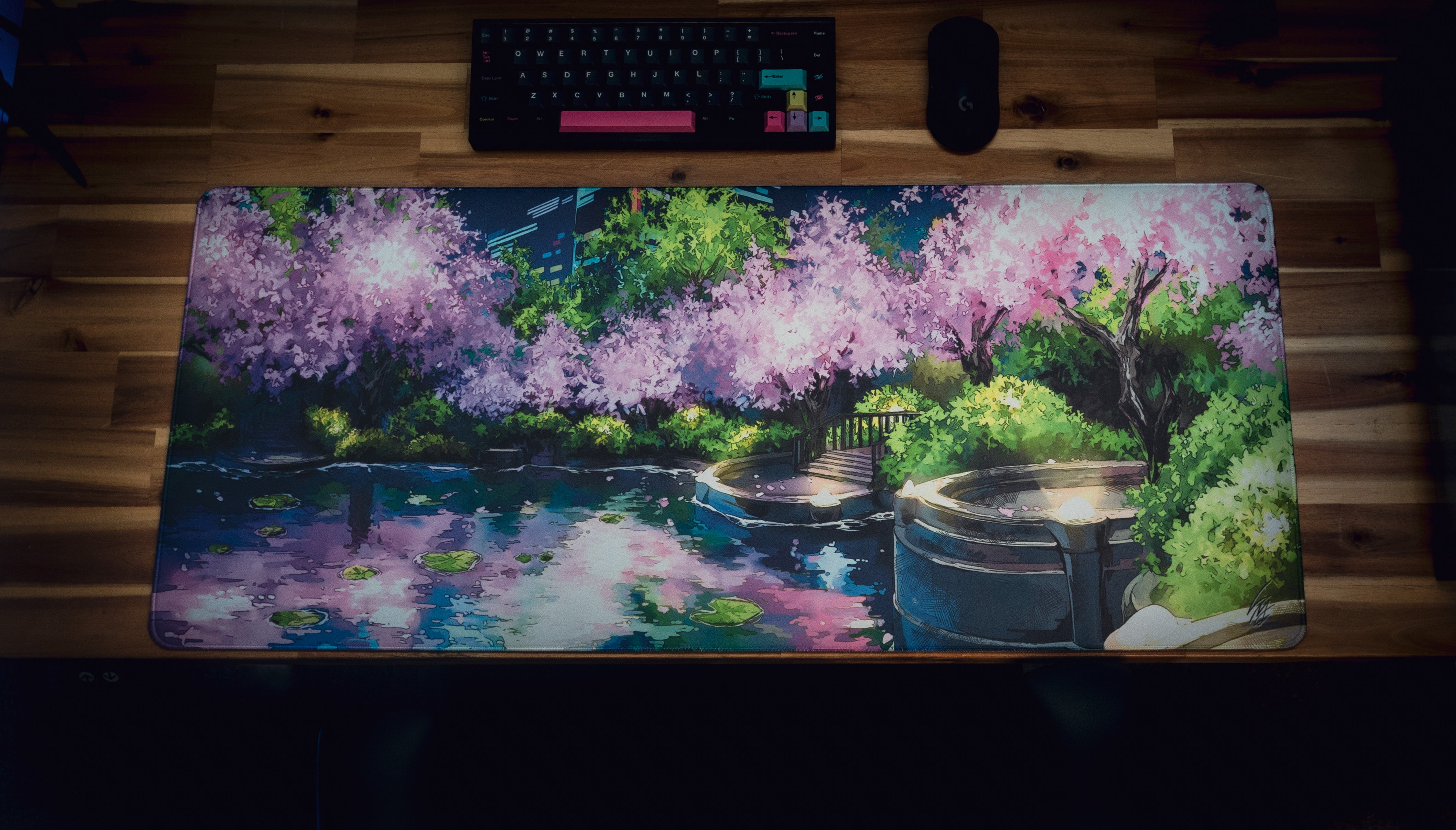 "Midnight Petals" Cherry Blossom Deskmat - Limited Edition