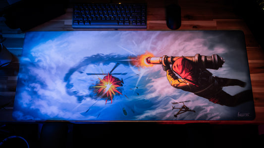 "Sky on Fire" Rust XL gaming deskmat — Epic Desk