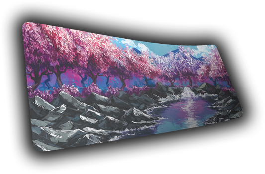 "Stream of Serenity" Cherry Blossom XL gaming deskmat — Epic Desk