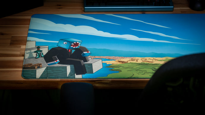 Gaming mouse moving across the dense woven surface of a deskmat
