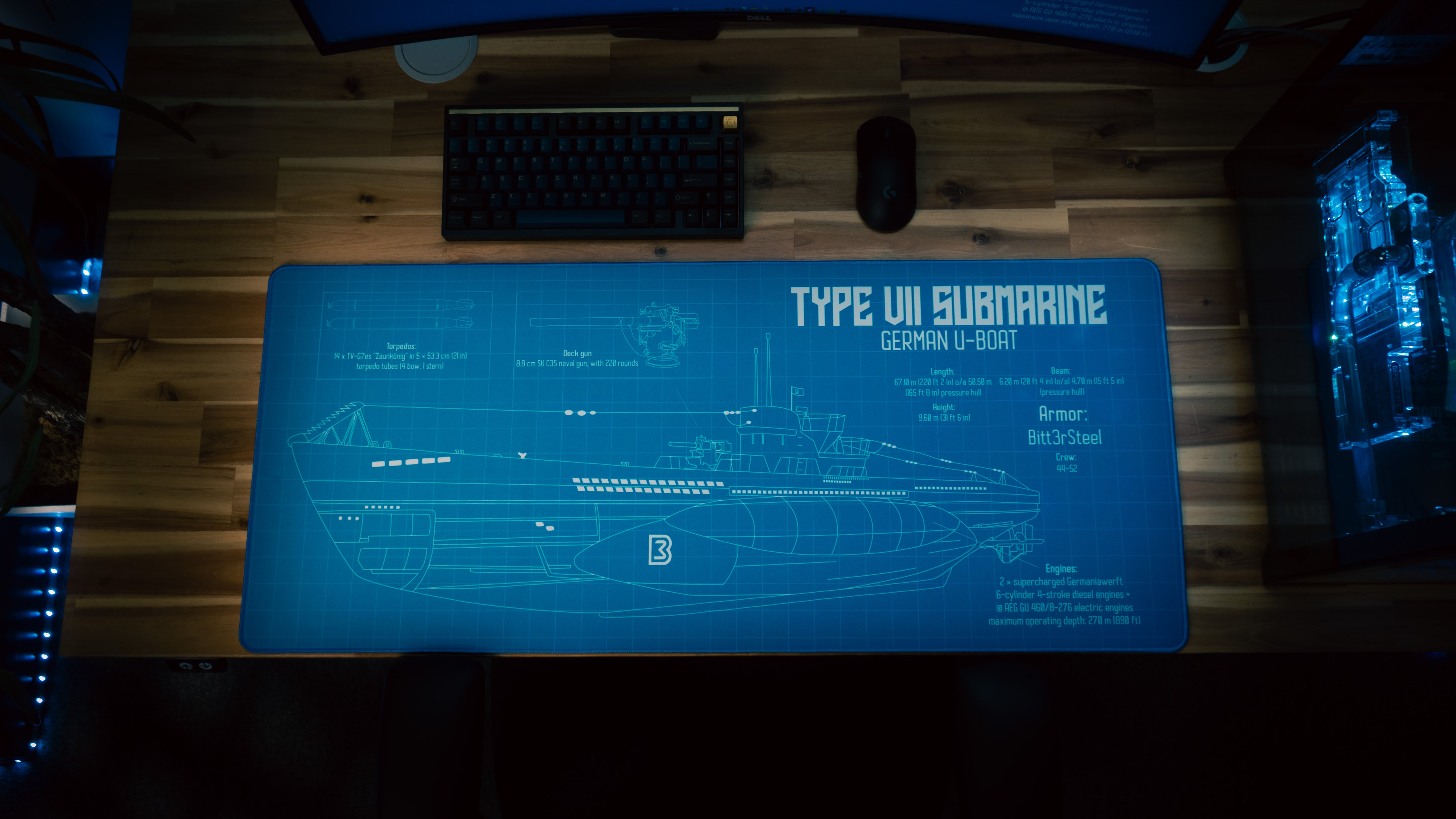 Bitt3rSteel "Sealion" Blue Content Creator Collaboration Gaming Deskmat