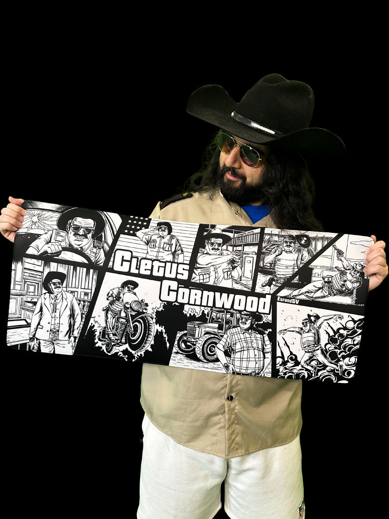 "Cletus Cornwood B&W" — EsfandTV Deskmat