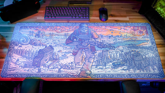 "Porcelain Rug" Rust XL gaming deskmat — Epic Desk