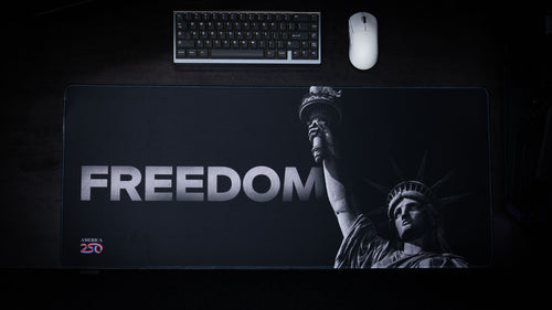 "Statue in black and white" — America 250 Deskmat