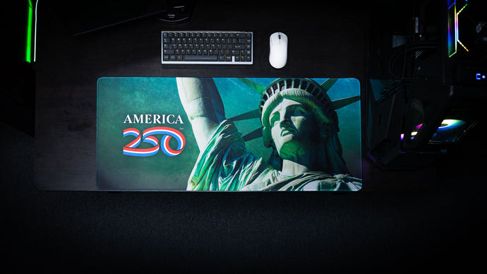 Close-up of high-resolution artwork printed on a deskmat