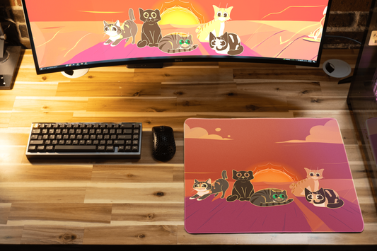 "Meowvelous Morning" Dooley Noted XL gaming deskmat — Epic Desk